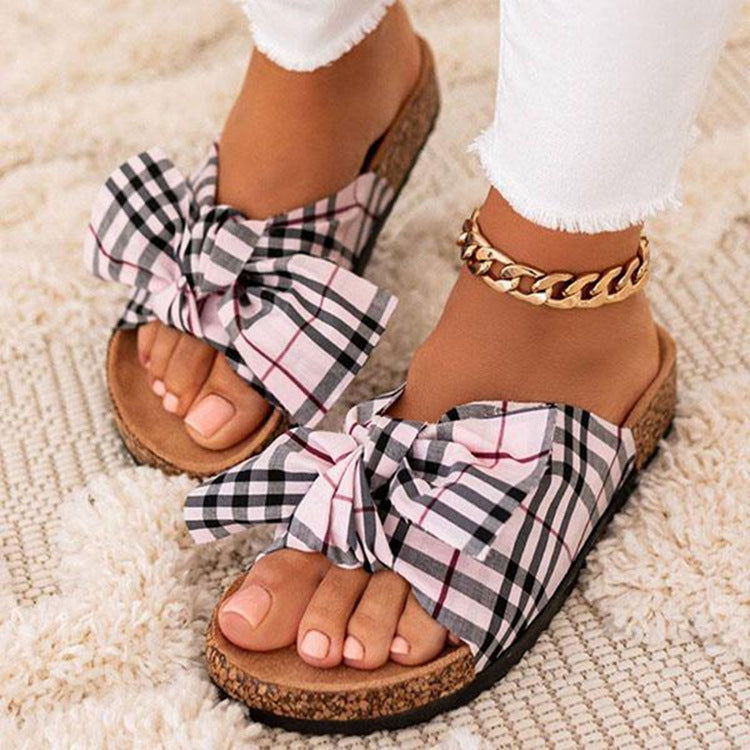 Summer Ladies Support Shoes Bowknot Flat Bottom Leopard Print African Sandals - CHRISTDEST GLOBAL SERVICE