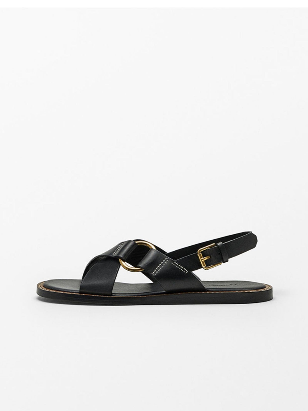 Summer new leather cross strap flat slippers black Roman sandals for women - CHRISTDEST GLOBAL SERVICE