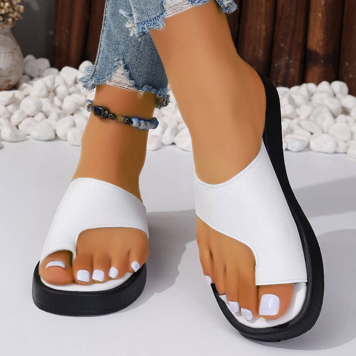 Thick-soled Clip Toe Flat Slippers Outdoor Summer Casual Solid Color Slides Shoes For Women - CHRISTDEST GLOBAL SERVICE