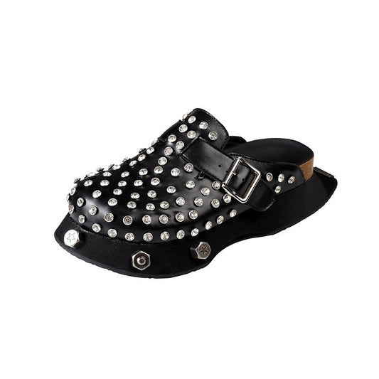 Thick soled retro half slippers made of genuine leather, one foot toe toe slippers for women to wear externally - CHRISTDEST GLOBAL SERVICE