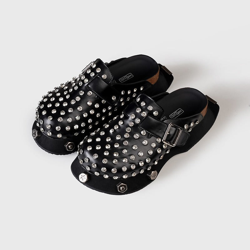 Thick soled retro half slippers made of genuine leather, one foot toe toe slippers for women to wear externally - CHRISTDEST GLOBAL SERVICE