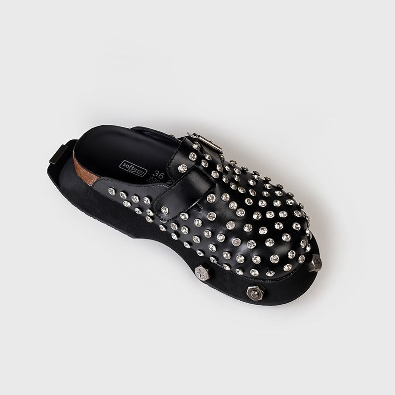 Thick soled retro half slippers made of genuine leather, one foot toe toe slippers for women to wear externally - CHRISTDEST GLOBAL SERVICE