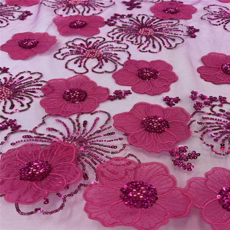 Three-dimensional Embroidered Mesh Fabric Sequin Bead Tube Embroidery - CHRISTDEST GLOBAL SERVICE