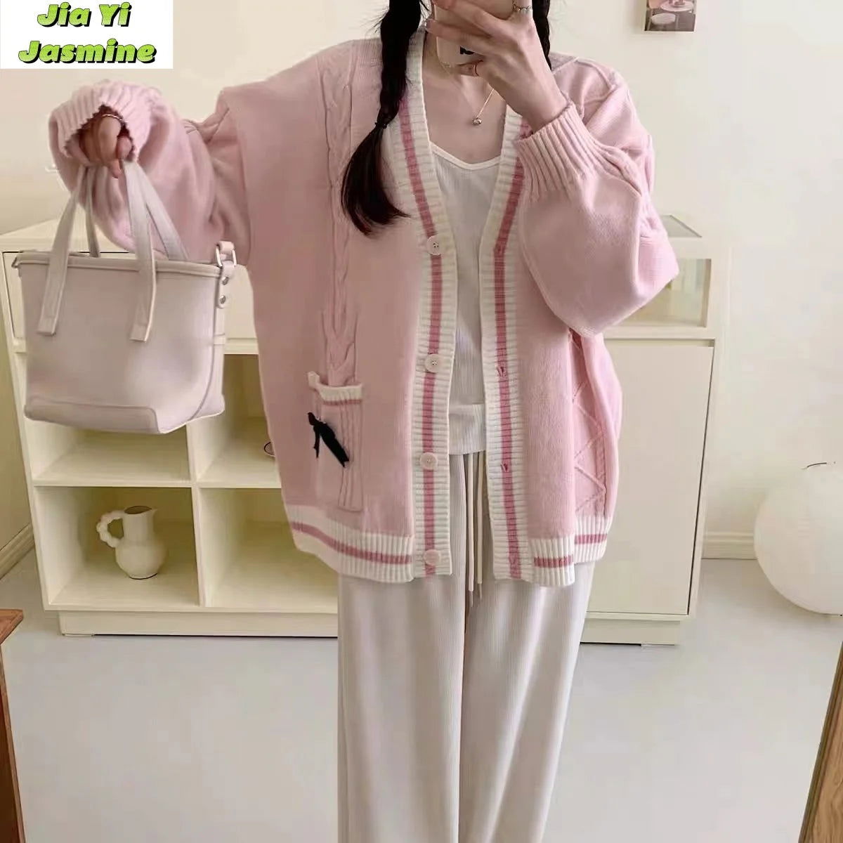Women's Autumn and Winter New Loose Bow Lazy Style Reduced Age Knitted Sweater Cardigan Jacket - CHRISTDEST GLOBAL SERVICE