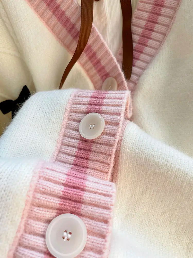 Women's Autumn and Winter New Loose Bow Lazy Style Reduced Age Knitted Sweater Cardigan Jacket - CHRISTDEST GLOBAL SERVICE