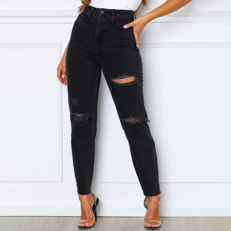 Women's Fashion Washed Blue Jeans - CHRISTDEST GLOBAL SERVICE