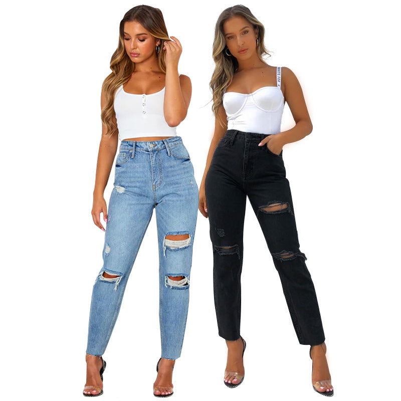 Women's Fashion Washed Blue Jeans - CHRISTDEST GLOBAL SERVICE