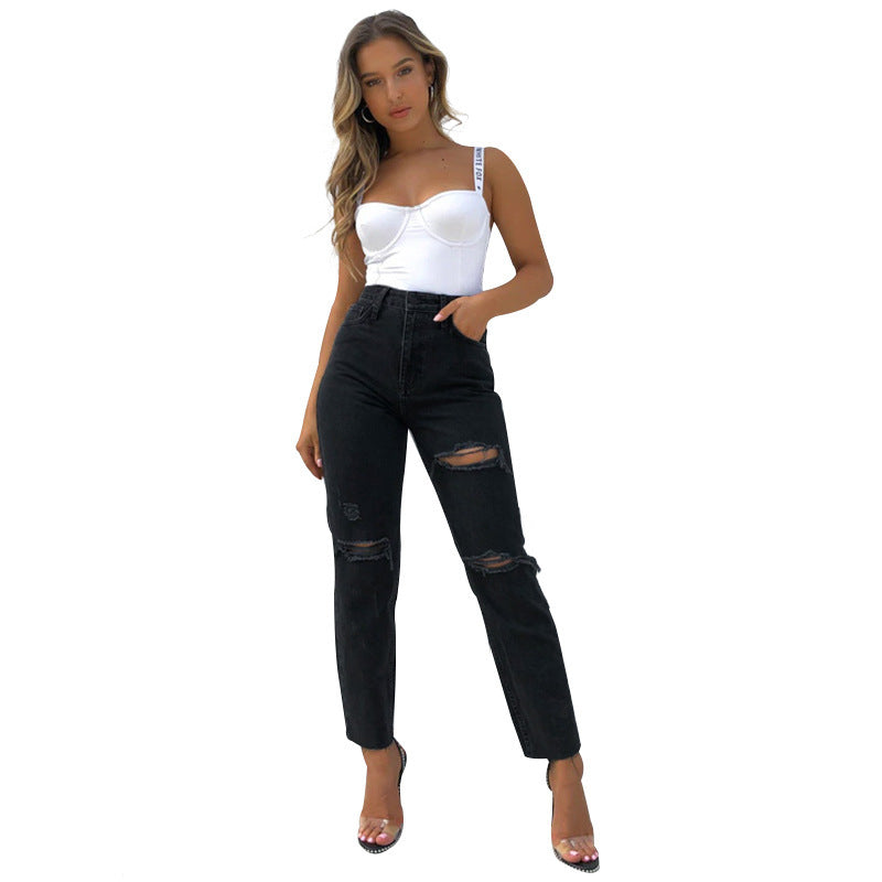 Women's Fashion Washed Blue Jeans - CHRISTDEST GLOBAL SERVICE