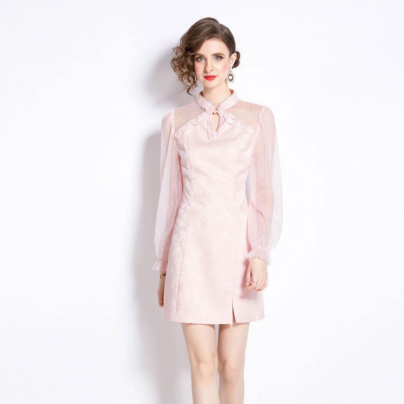 Women's Jacquard Cheongsam Dress Spring - CHRISTDEST GLOBAL SERVICE