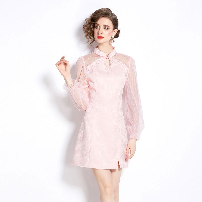 Women's Jacquard Cheongsam Dress Spring - CHRISTDEST GLOBAL SERVICE