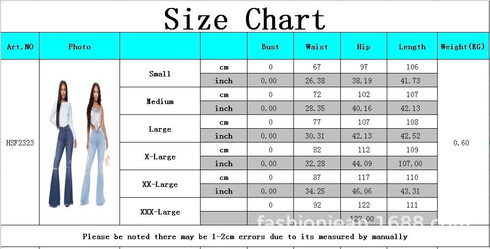 Women's Knee Hole Denim Flared Pants - CHRISTDEST GLOBAL SERVICE