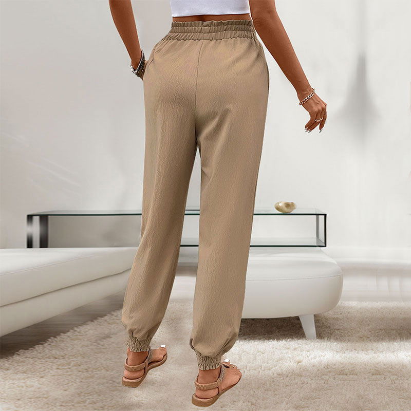 Women's Lace Up Elastic Waist Skinny Pants - CHRISTDEST GLOBAL SERVICE