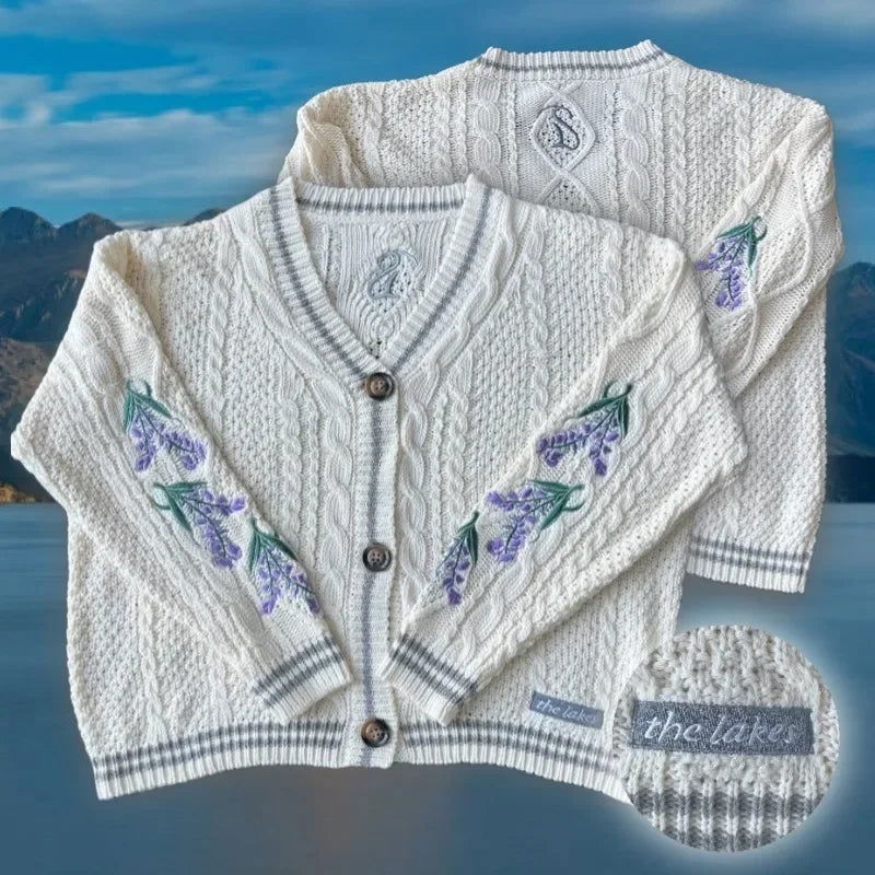 Womens Star Pattern Aesthetic Lake Cardigan Winter Warm Cute Y2k Cardigan Autumn Sweet Star Neck Sleeve Sweater Female Cardigans - CHRISTDEST GLOBAL SERVICE