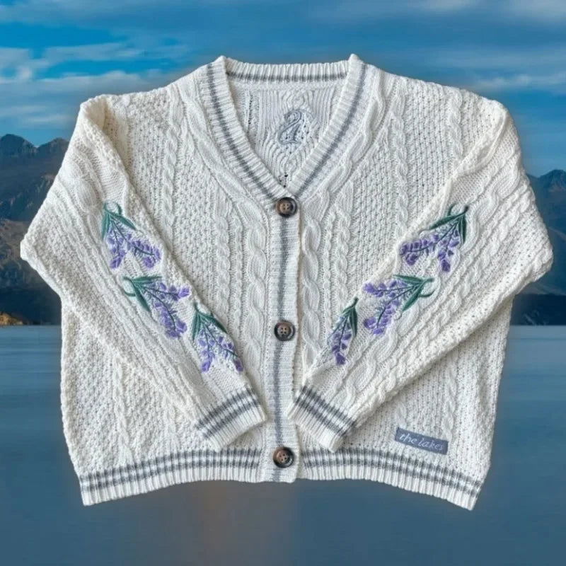 Womens Star Pattern Aesthetic Lake Cardigan Winter Warm Cute Y2k Cardigan Autumn Sweet Star Neck Sleeve Sweater Female Cardigans - CHRISTDEST GLOBAL SERVICE