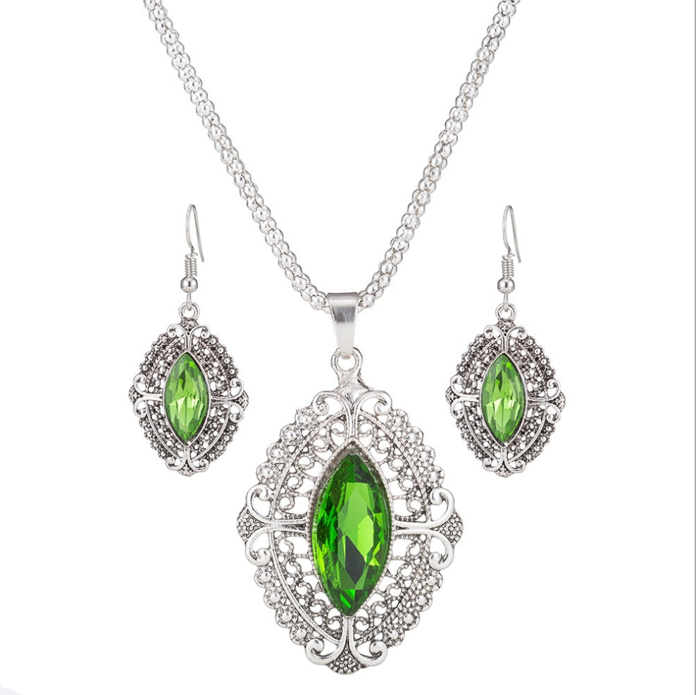 Zinc-alloy geometric crystal wedding bridal jewelry set - CHRISTDEST GLOBAL SERVICE