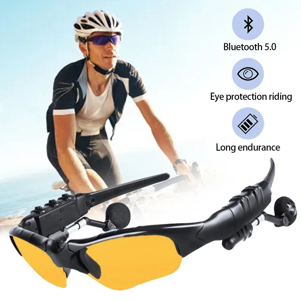 Stereo Earphones Wireless Headset with Mic Glasses Sunglasses for Driving Cycling Sports Noise Reduction Headphones