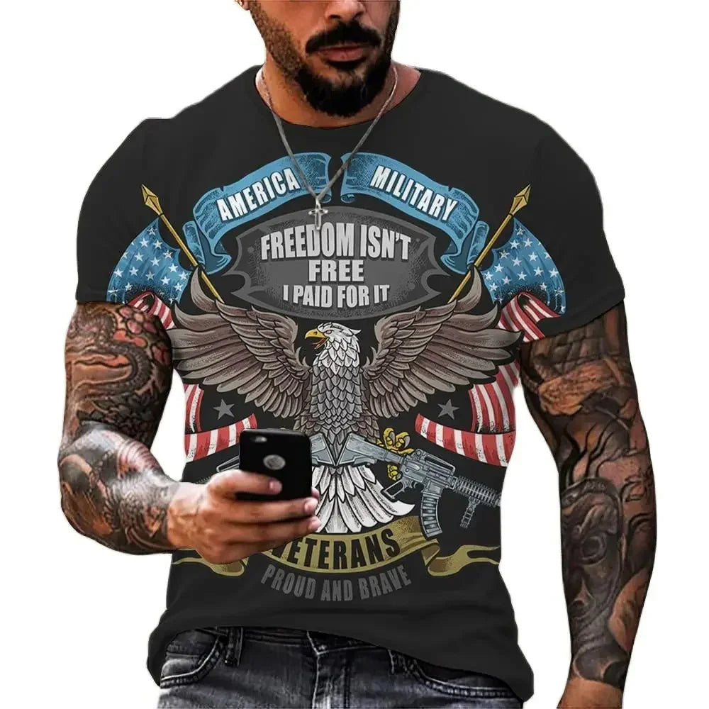Motorcycle Vintage Classic 3D Harajuku Print Men's Punk Tough Guy Street Hip Hop Crew Neck Short Sleeve Summer Loose T-shirt Top - CHRISTDEST GLOBAL SERVICE