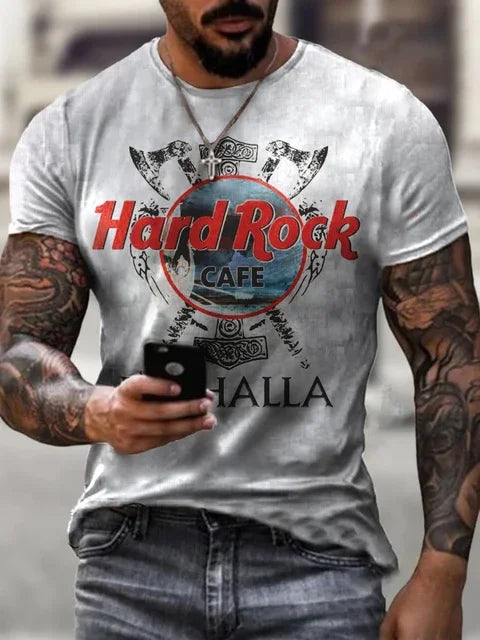 Motorcycle Vintage Classic 3D Harajuku Print Men's Punk Tough Guy Street Hip Hop Crew Neck Short Sleeve Summer Loose T-shirt Top - CHRISTDEST GLOBAL SERVICE