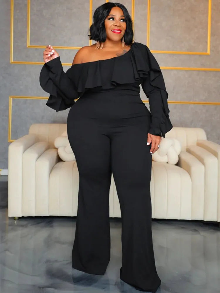 Plus Size Women Clothes Jumpsuit Summer Clothes Black Urban Leisure Bodysuit New 2024 Wide Leg Jumpsuit Wholesale Dropshipping - CHRISTDEST GLOBAL SERVICE