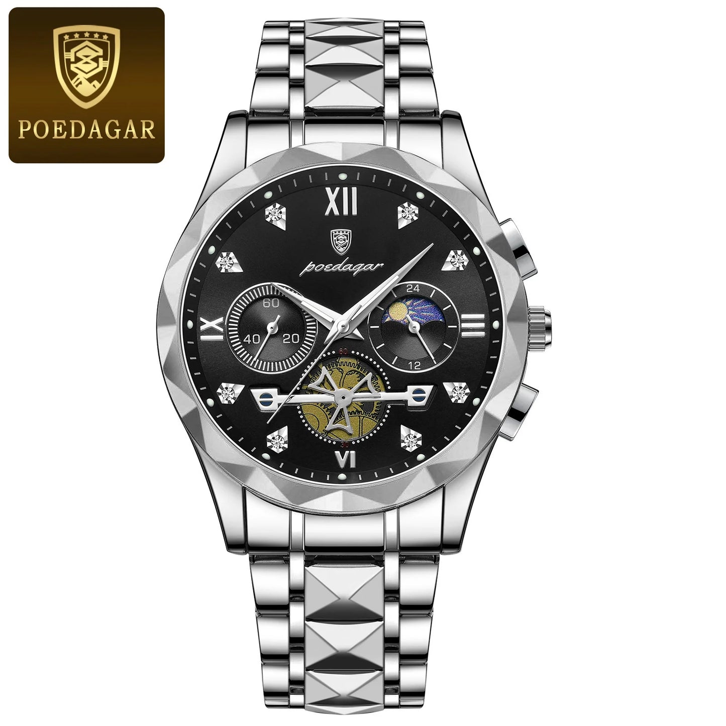 POEDAGAR Luxury Man Wristwatch Waterproof Luminous Chronograph Watch for Men Stainless Steel Men's Quartz Watches reloj hombre - CHRISTDEST GLOBAL SERVICE