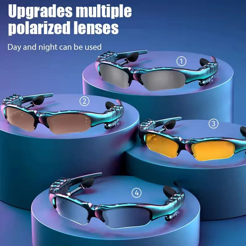 Stereo Earphones Wireless Headset with Mic Glasses Sunglasses for Driving Cycling Sports Noise Reduction Headphones