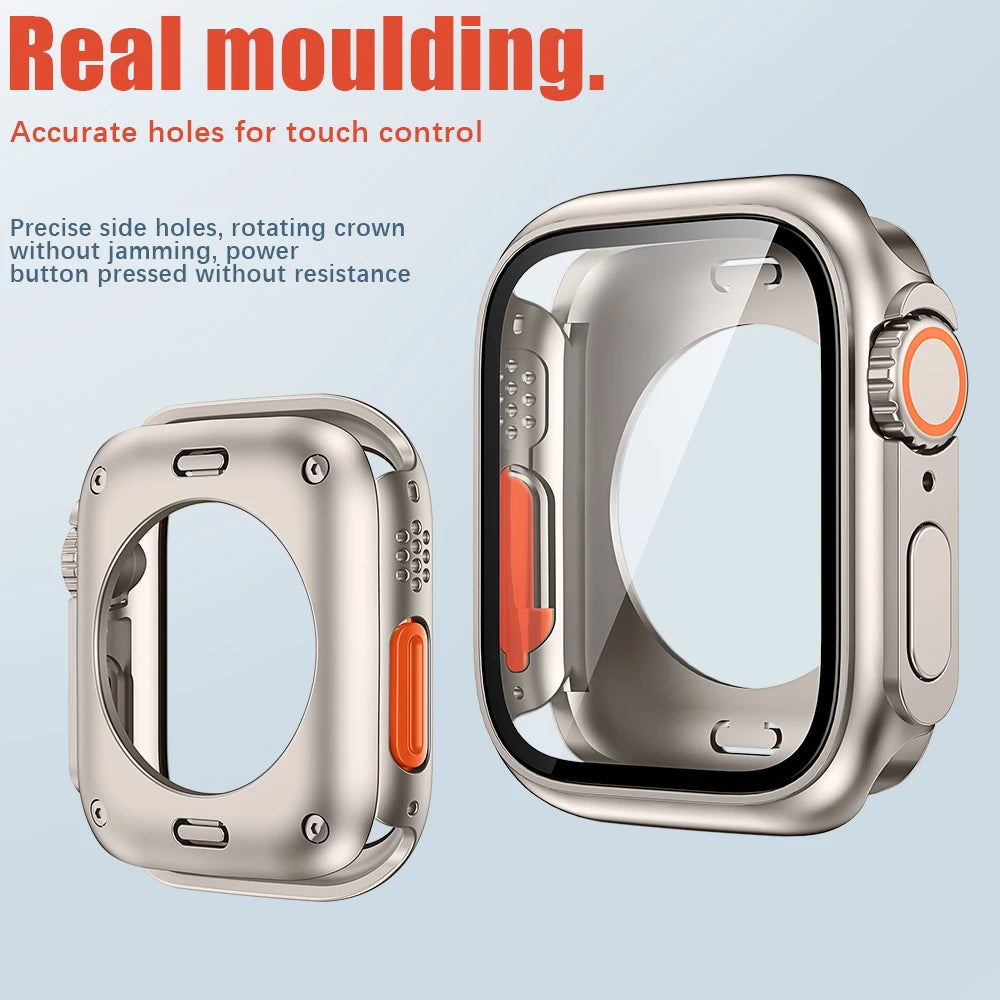 Glass+Case for Apple Watch 9 8 7 44 45MM Tempered Glass Cover for IWatch 6 SE 5 4 44MM Full Coverage Frame Screen Protector Case - CHRISTDEST GLOBAL SERVICE