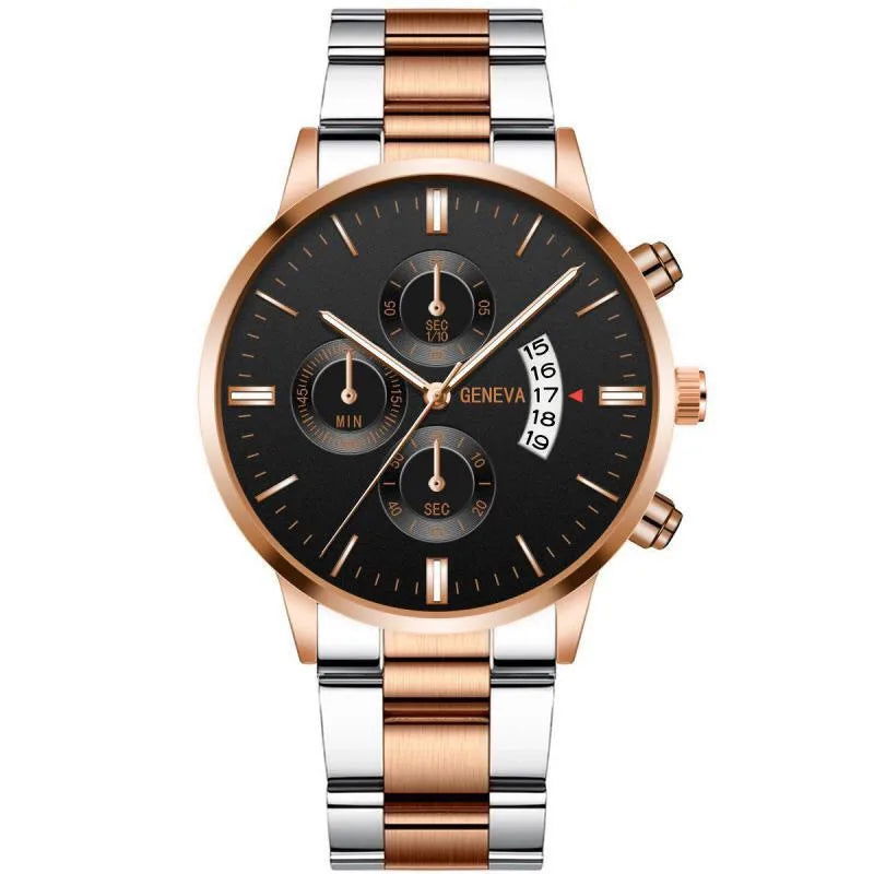 2023 Fashion Men Gold Stainless Steel Watch Luxury Calendar Quartz Wrist Watch Mens Business Watches for Man Clock Reloj Hombre - CHRISTDEST GLOBAL SERVICE
