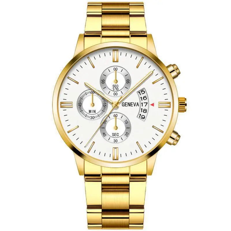 2023 Fashion Men Gold Stainless Steel Watch Luxury Calendar Quartz Wrist Watch Mens Business Watches for Man Clock Reloj Hombre - CHRISTDEST GLOBAL SERVICE