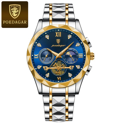 POEDAGAR Luxury Man Wristwatch Waterproof Luminous Chronograph Watch for Men Stainless Steel Men's Quartz Watches reloj hombre - CHRISTDEST GLOBAL SERVICE