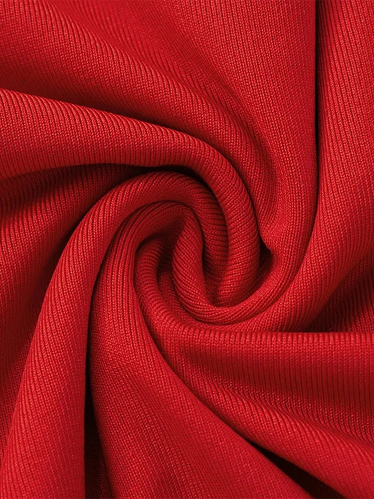 Chic Red Knitted Ruffle Women Pullover  Irregular Long Flare sleeve O Neck Female Top  Autumn Fashion Lady Party Sweater