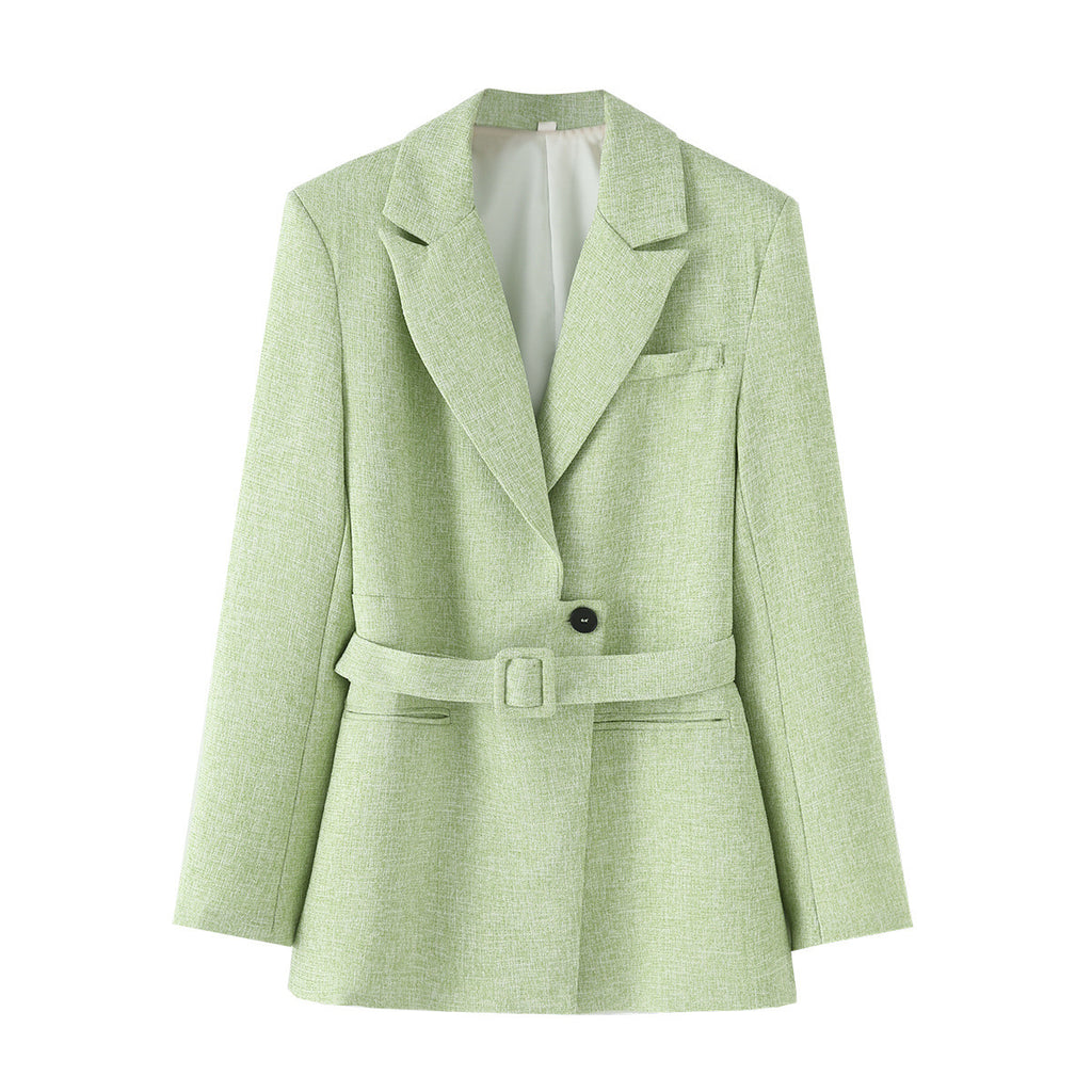 Thin woolen long sleeved suit jacket+casual pants
