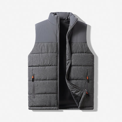 Autumn and Winter New Thickened Trendy Shoulder Cross border Leisure Warm Sleeveless Color blocked Stand up Collar Cotton Vest M