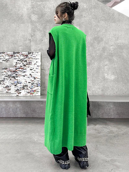 Knitted vest skirt women's layered sleeveless vest woolen dress cardigan jacket