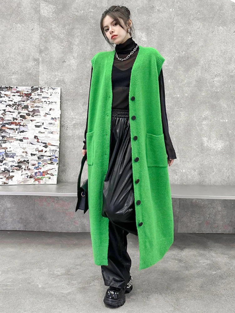Knitted vest skirt women's layered sleeveless vest woolen dress cardigan jacket