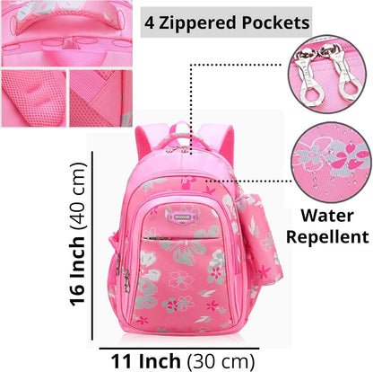 Kids Backpack for Girls with Pencil Case Trendy Backpack for School Water Repellent | Backpacks for Elementary or Kindergarten | Pink Bag 16" School Bag