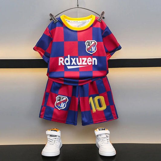 2pcs/New Style Kids Soccer Jersey Boys Youth Soccer Tracksuit 2 Piece Set Meysey Number 10 Barcelona home shirt 2-9y age sets - CHRISTDEST GLOBAL SERVICE