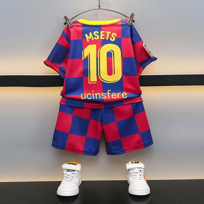 2pcs/New Style Kids Soccer Jersey Boys Youth Soccer Tracksuit 2 Piece Set Meysey Number 10 Barcelona home shirt 2-9y age sets - CHRISTDEST GLOBAL SERVICE