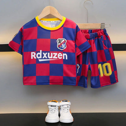 2pcs/New Style Kids Soccer Jersey Boys Youth Soccer Tracksuit 2 Piece Set Meysey Number 10 Barcelona home shirt 2-9y age sets - CHRISTDEST GLOBAL SERVICE