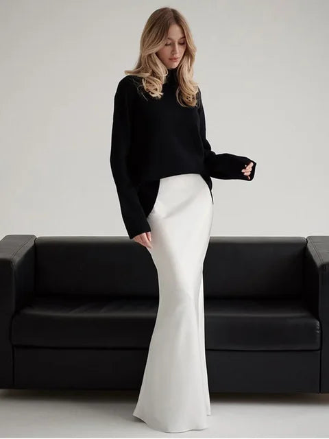 Elegant White Skirts for Women Chic Casual Slim Skirts  Spring Autumn Comfortable High Waist A-Line Skirts Female