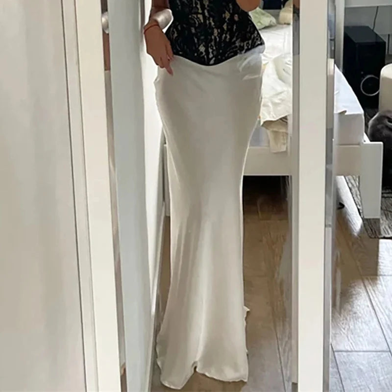 Elegant White Skirts for Women Chic Casual Slim Skirts  Spring Autumn Comfortable High Waist A-Line Skirts Female