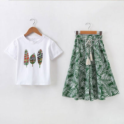 Girls Clothing Sets Summer Short Sleeve T-Shirt+Pants 2 Pcs Kids Outwear Children Clothes Suits