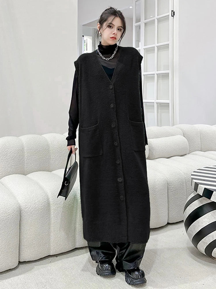 Knitted vest skirt women's layered sleeveless vest woolen dress cardigan jacket