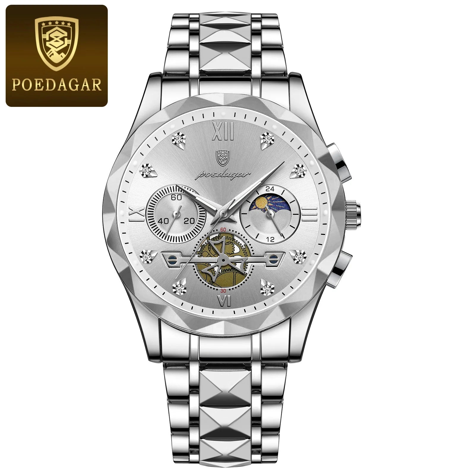 POEDAGAR Luxury Man Wristwatch Waterproof Luminous Chronograph Watch for Men Stainless Steel Men's Quartz Watches reloj hombre - CHRISTDEST GLOBAL SERVICE
