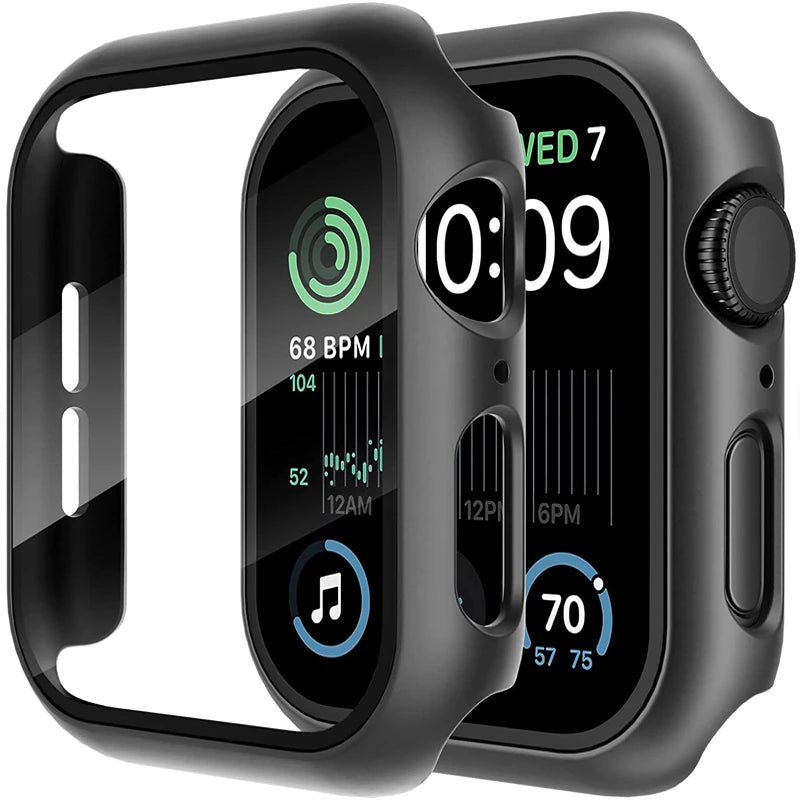 Glass+Cover For Apple Watch case 8 7 6 SE 5 9 iWatch Accessorie Screen Protector Apple watch serie 44mm 40mm 41mm 45mm 42mm 38mm - CHRISTDEST GLOBAL SERVICE