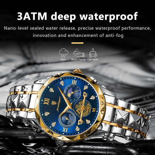 POEDAGAR Luxury Man Wristwatch Waterproof Luminous Chronograph Watch for Men Stainless Steel Men's Quartz Watches reloj hombre - CHRISTDEST GLOBAL SERVICE