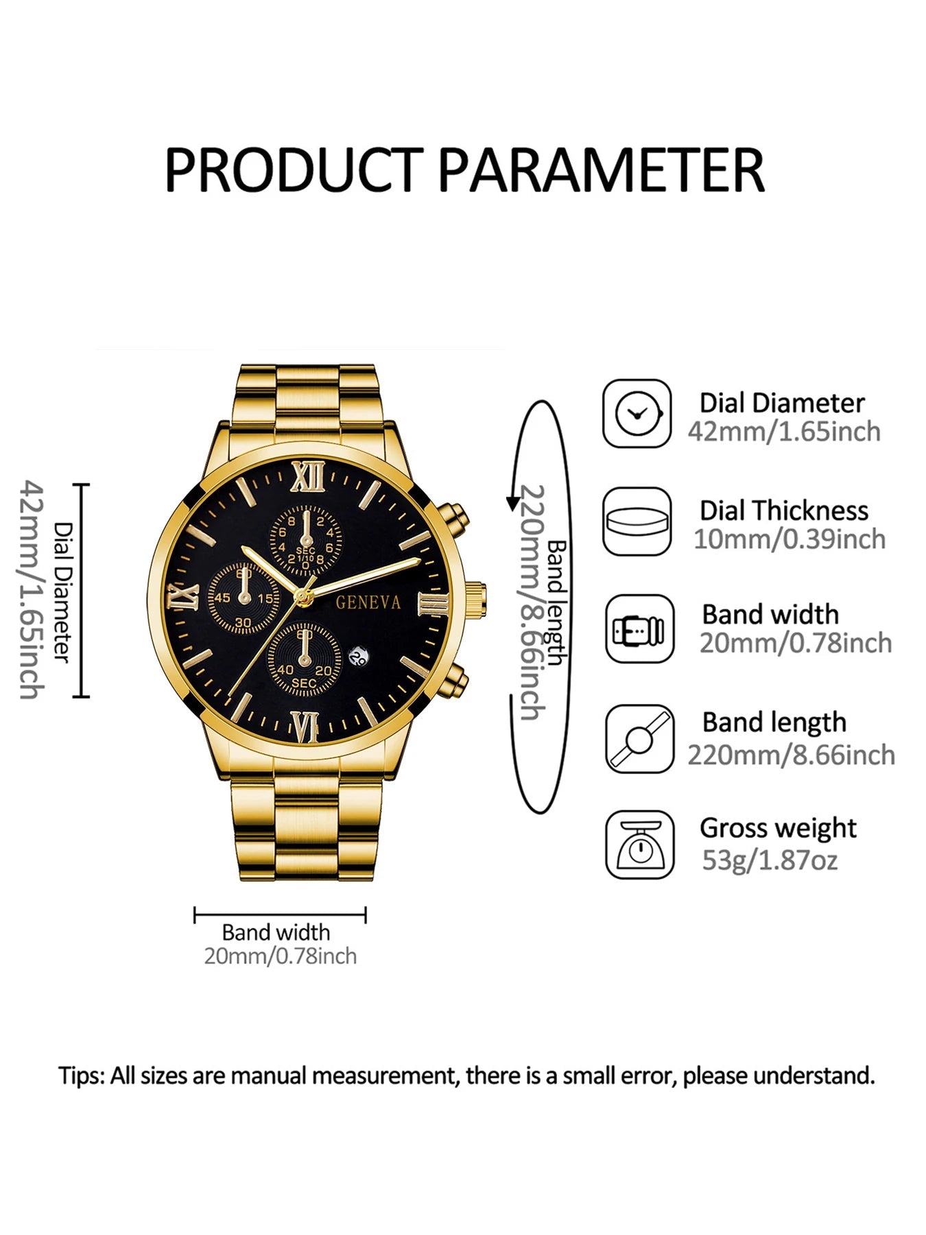 4pcs gold alloy Roman with calendar men's quartz watch and cross necklace bracelet ring set selected gift - CHRISTDEST GLOBAL SERVICE