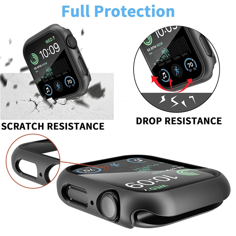 Glass+Cover For Apple Watch case 8 7 6 SE 5 9 iWatch Accessorie Screen Protector Apple watch serie 44mm 40mm 41mm 45mm 42mm 38mm - CHRISTDEST GLOBAL SERVICE