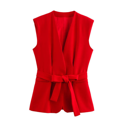 Ladies' fashionable temperament suit vest wide leg pants set