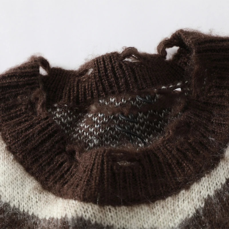 Striped Pullovers for Women Sweater Long Sleeve O-Neck Knitted Tops Autumn Winter  New Fashion Stretch Chic Loose Jumpers