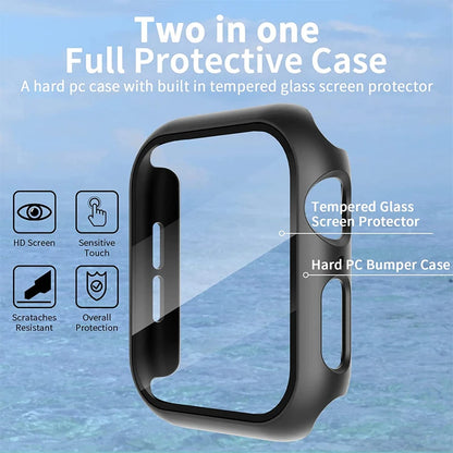 Glass+Cover For Apple Watch case 8 7 6 SE 5 9 iWatch Accessorie Screen Protector Apple watch serie 44mm 40mm 41mm 45mm 42mm 38mm - CHRISTDEST GLOBAL SERVICE